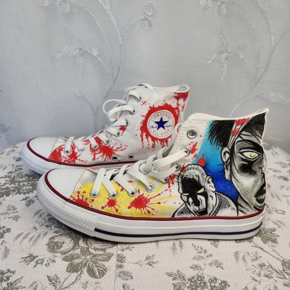 Converse Other - Custom Painted Zombie Hunter/Splatter Hi-Top Converse All-Stars Unisex W9/M7